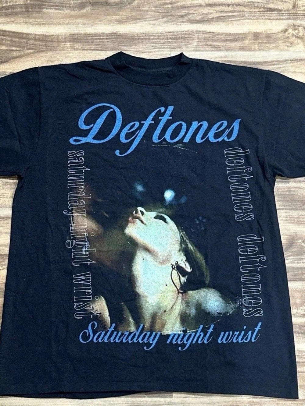 Gildan Black Tee with Blue 'Deftones' Graphic